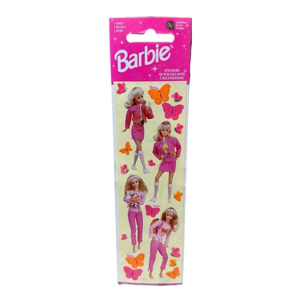 Sealed vintage 1998 SandyLion Barbie Doll stickers with butterflies NIP